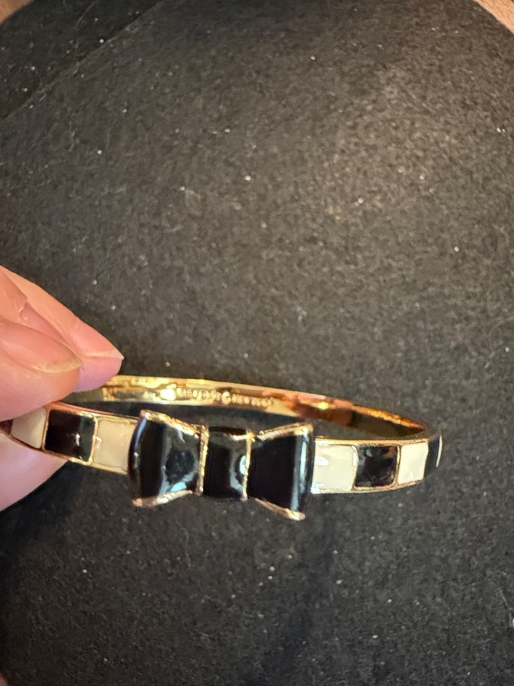 Kate Spade Gold-Tone Bangle with Black Enamel Bow